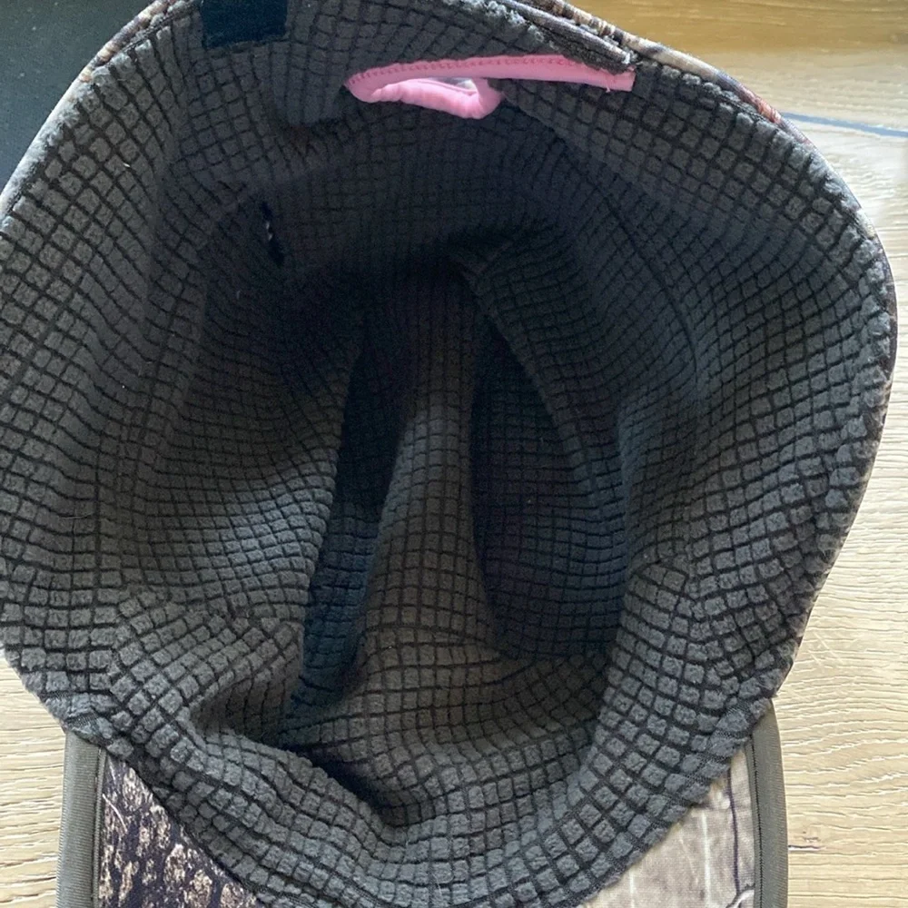Camo Military Cap Hat Womens pink stitch soft fleece lined ponytail hole stretch